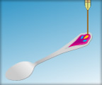 Dispense ink to the spoon